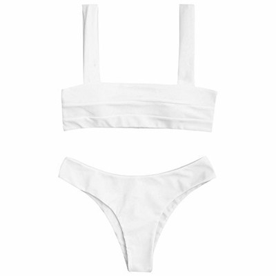 zaful women's wide straps padded bandeau bikini set